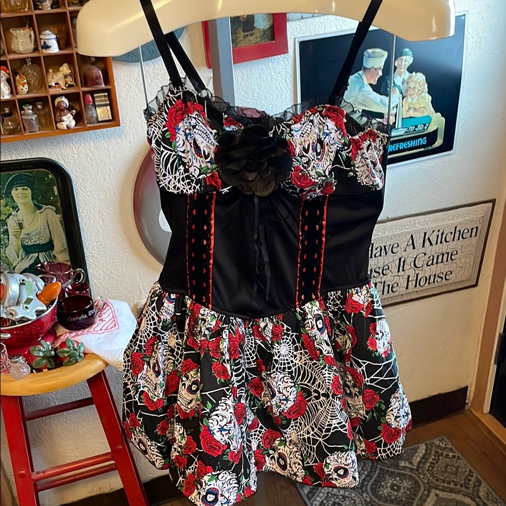 Lip Service Goth Sugarskull Dress or Costume Size M Junior New Never Worn